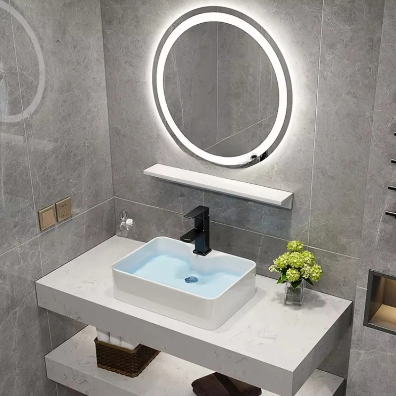 Modern Wall Mounted Vanity Desk Bathroom Cabinet and Vanity with Mirror and Light Emitting Diode