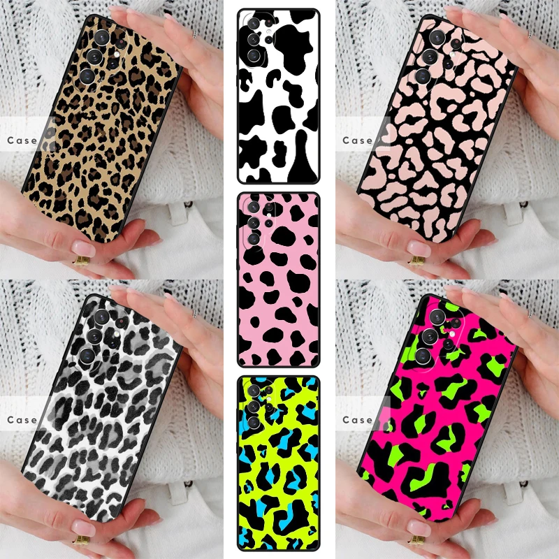 Fashion Cow spots leopard Print TPU Phone Case for Samsung Galaxy S26 S25 S24 S23 S22 S21 S20 Note10 Plus FE Ultra Cover
