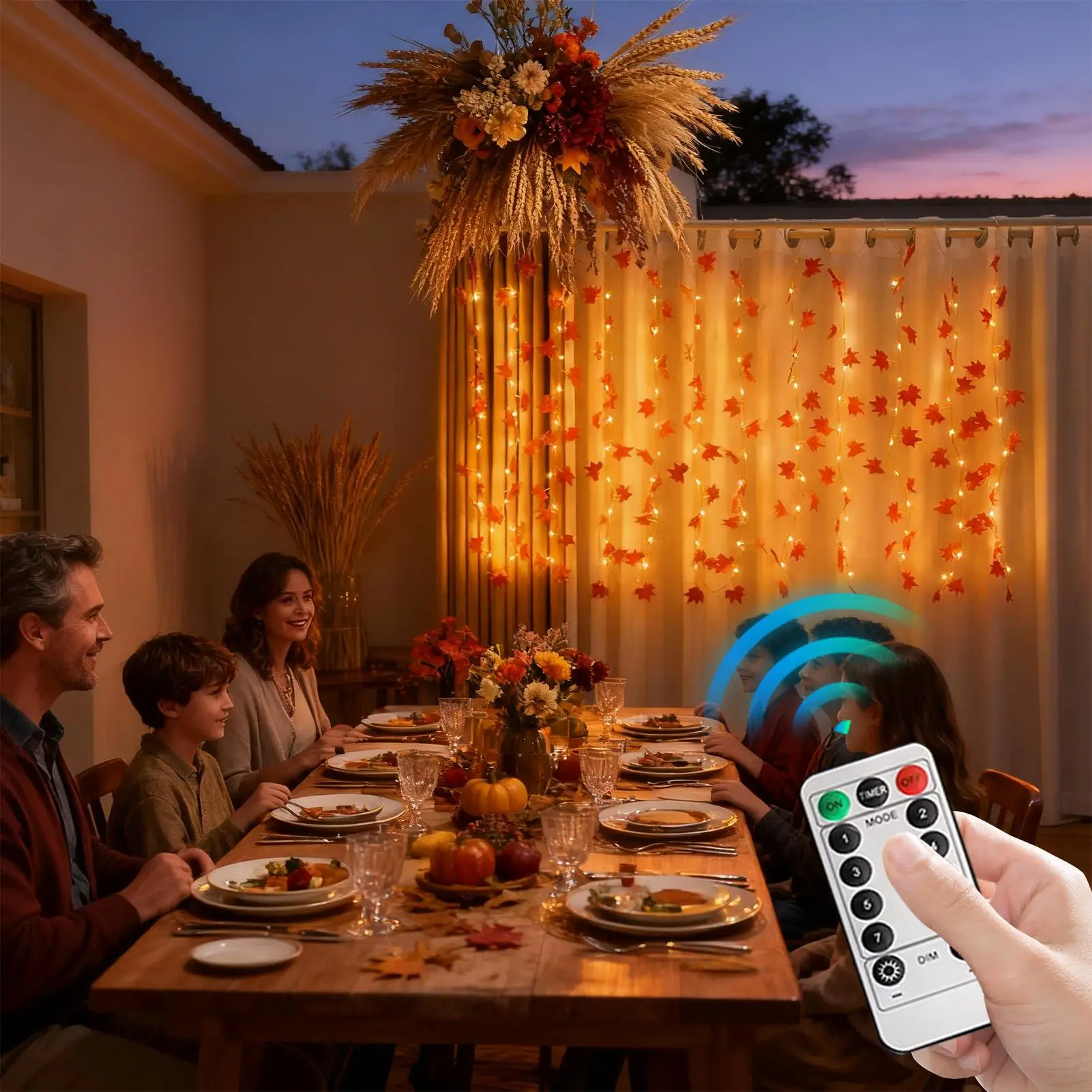 

Осенние гирлянды для дома, USB-зарядные фонари, осенний декор с таймером, 8 режимов, украшения для вечеринок с пультом дистанционного управления для Хэллоуина