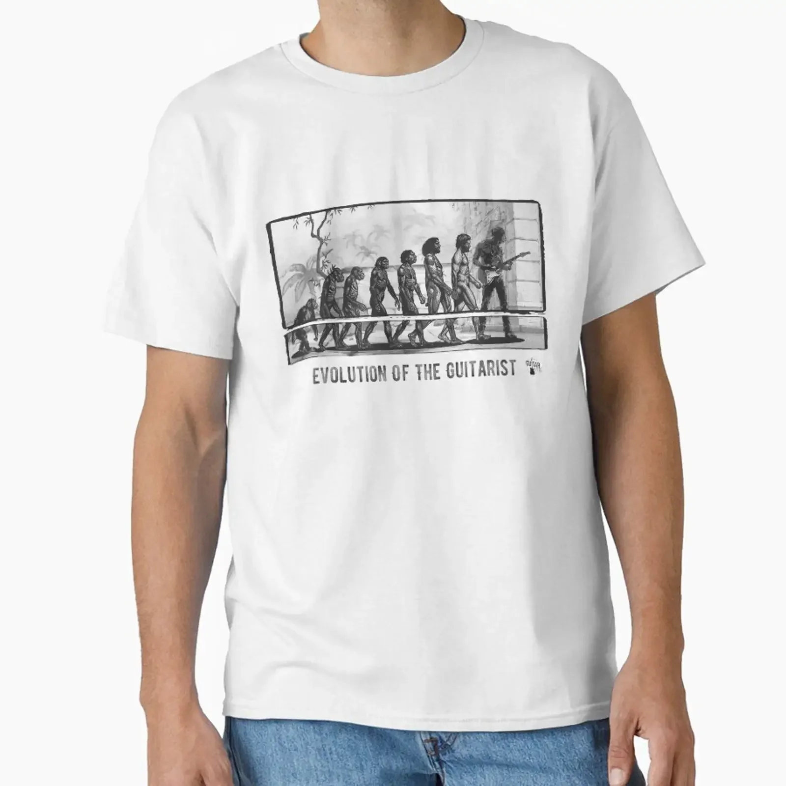 T-shirt classique pour guitariste, style vintage, délavé, unisexe, avec motif graphique, polyvalent, élégant, pour un usage quotidien