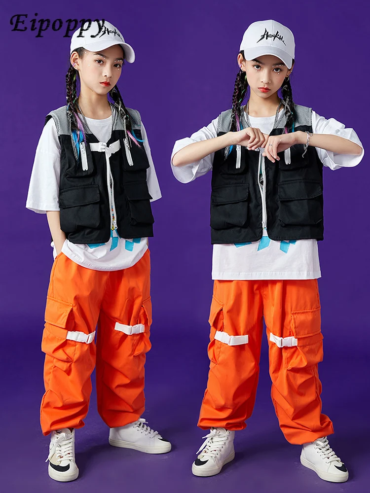 ملابس هيب هوب للأولاد والبنات ، بدلة وظيفية ، أزياء أداء موسيقى الجاز ، الصيف