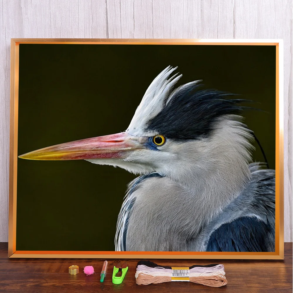 Bird Heron Pre-Printed Cross Stitch Complete Kit DIY Embroidery Painting Sewing Needlework Knitting Needle Wholesale Home Decor