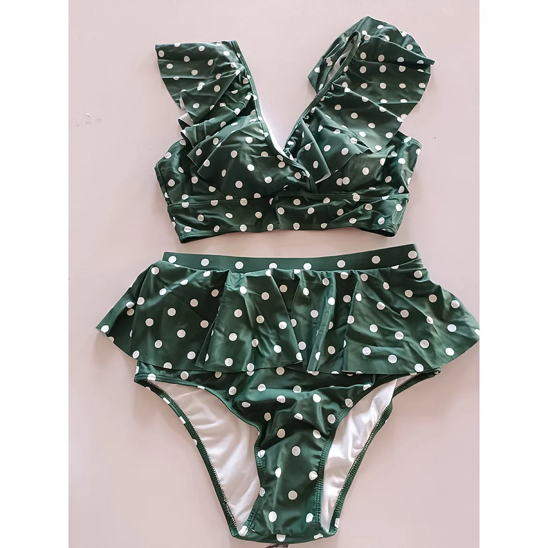 0XL - 4XL Polka Dots Bikini, große Größen, Badebekleidung, Plus-Size-Badeanzug für Damen, zweiteiliges Bikini-Set, Badeanzug, V3745 – Detail 15