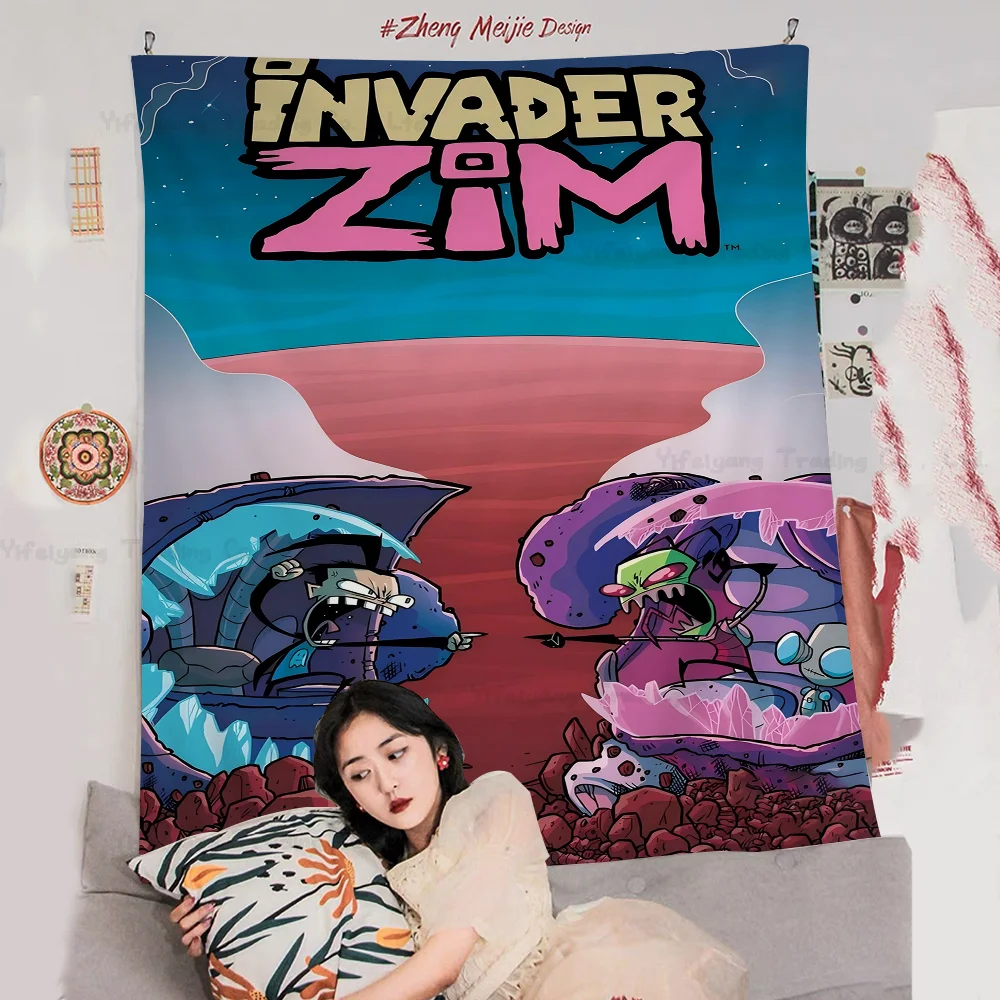 Invader Z-Zim Cartoon DIY Wall Tapestry Art Science Fiction Room Home Decor Wall Art Decor