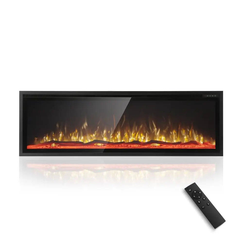 

60 Inch Electric Fireplace with 84 Color Combinations, Ultra Narrow Frame Recessed and Wall Mounted Fireplace Heater, Log, Drif