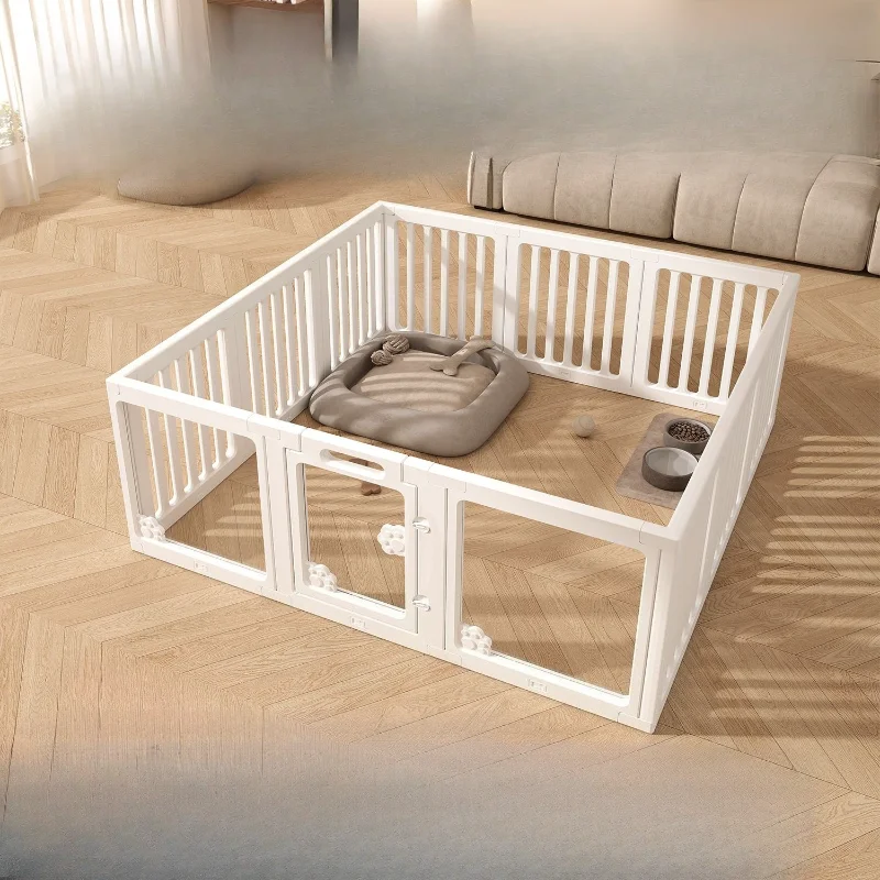 Dog Playpen | Modular Pet Fence with Lockable Door | Safe Indoor Enclosure for Puppies Small Dogs Cats & Small Animals view 2