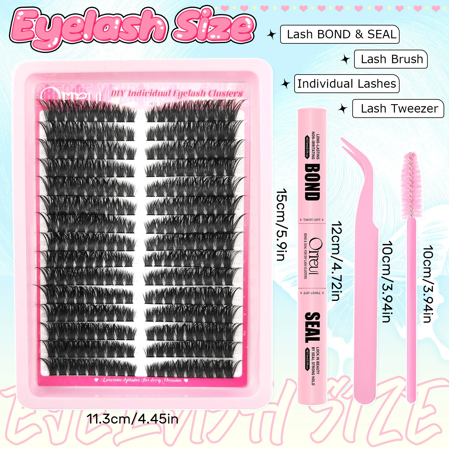 80D Flauschiges DIY Wimpernverlängerungs-Set 0,07mm D-Curl Einzelne Wimpernbüschel 10-18mm mit Kleber, Versiegelung, Pinzette und Bürste – Detail 4