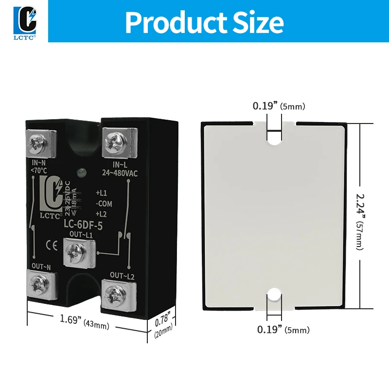 LCTC Fwd Rev Switch Forward Backward Reverse High Power Relay Module For Single Phase 24-480VAC AC 220V Motor Control 5V 12V 24V