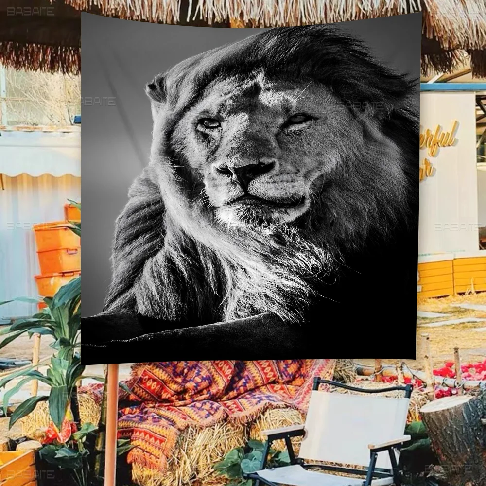 Animal Lion Retro Flags Multiple Choice Living Studio Booth Interior Decoration Banner