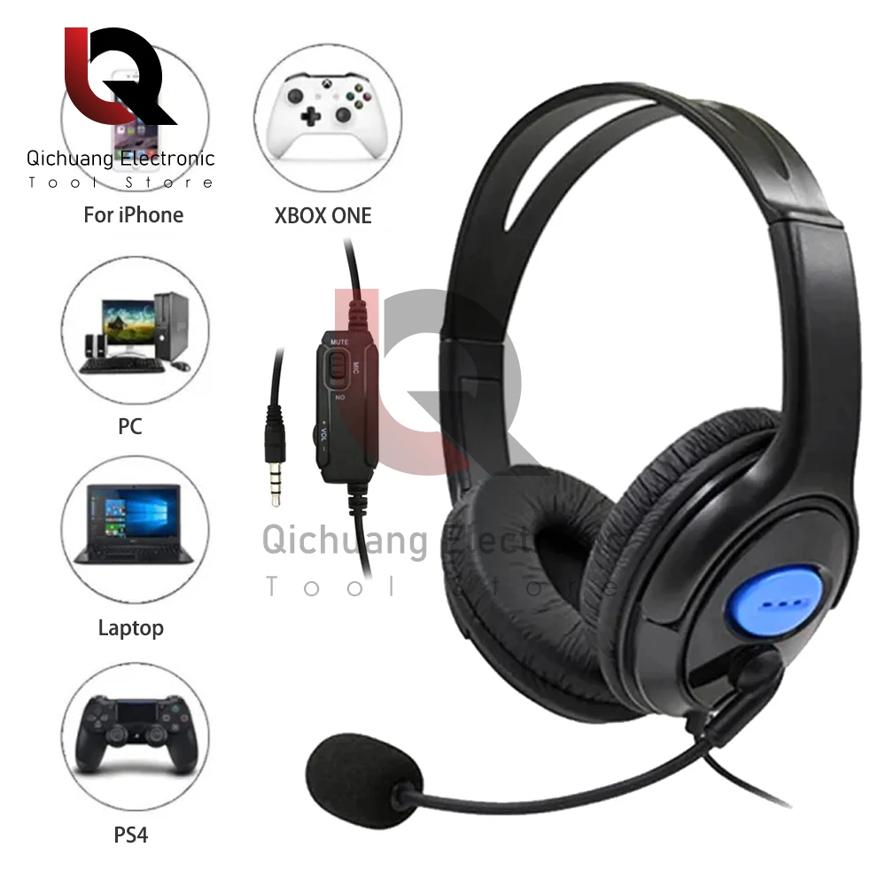 

Headphones 3.5mm Wired Gaming Headset Earphones Music For PS4 Play Station 4 Game PC Chat computer With Microphone 120° Rotation