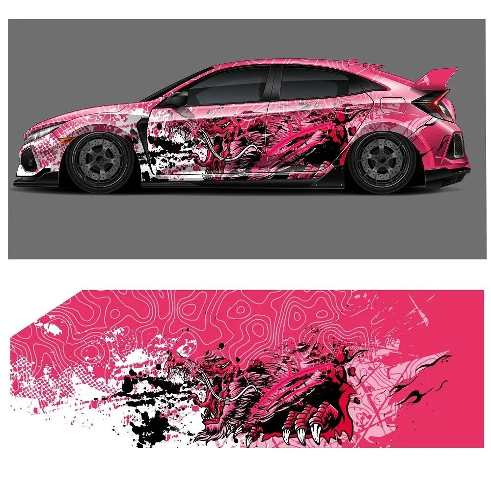 Dragon Art Racing Car Graphic Decal Full Body Racing Vinyl Wrap Car Full Wrap Sticker Decorative Car Decal Size 450cm*100cm