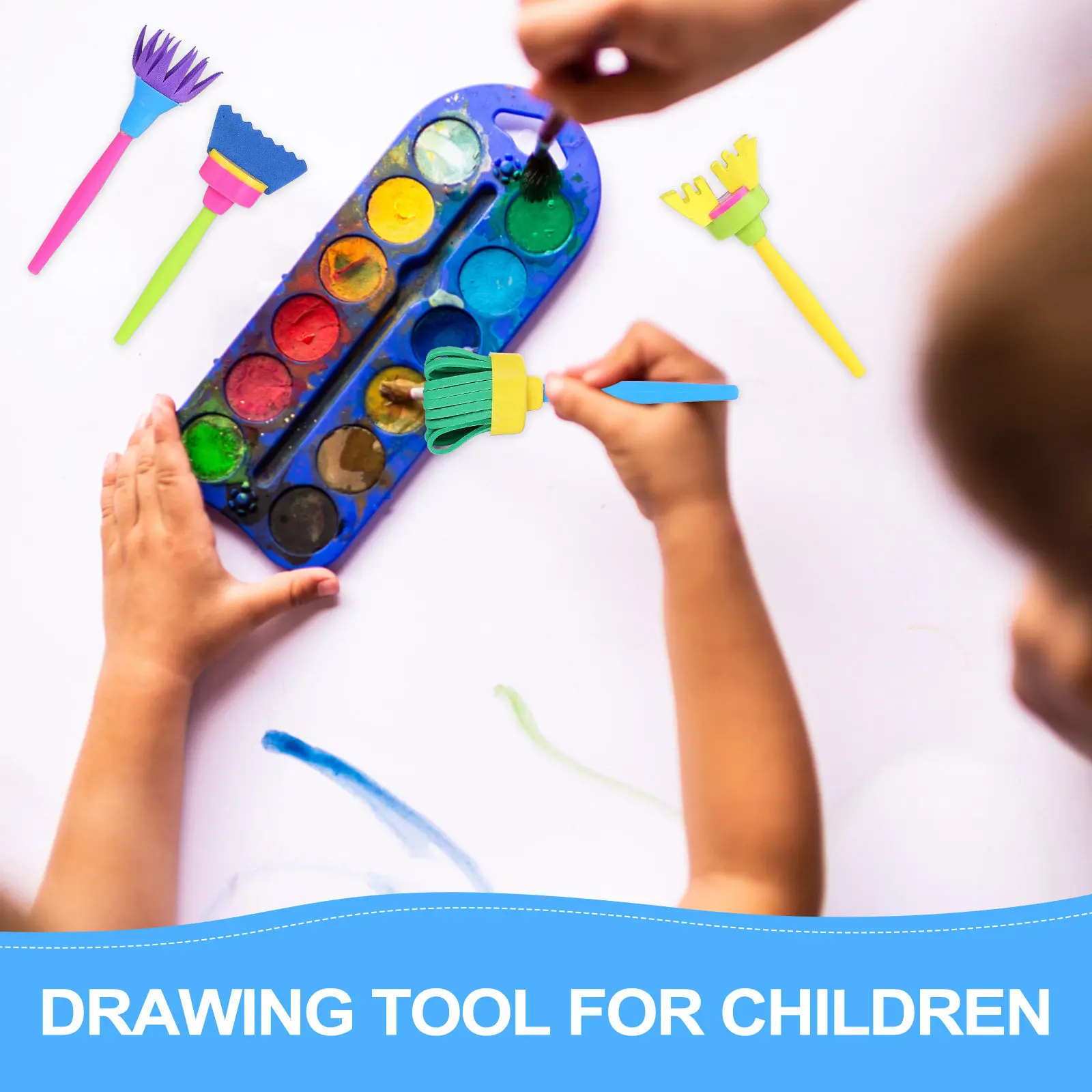 4Pcs Kids Sponge Painting Brushes for Drawing Doodling DIY Crafts Preschool Kindergarten Art Supplies Educational Early Learning