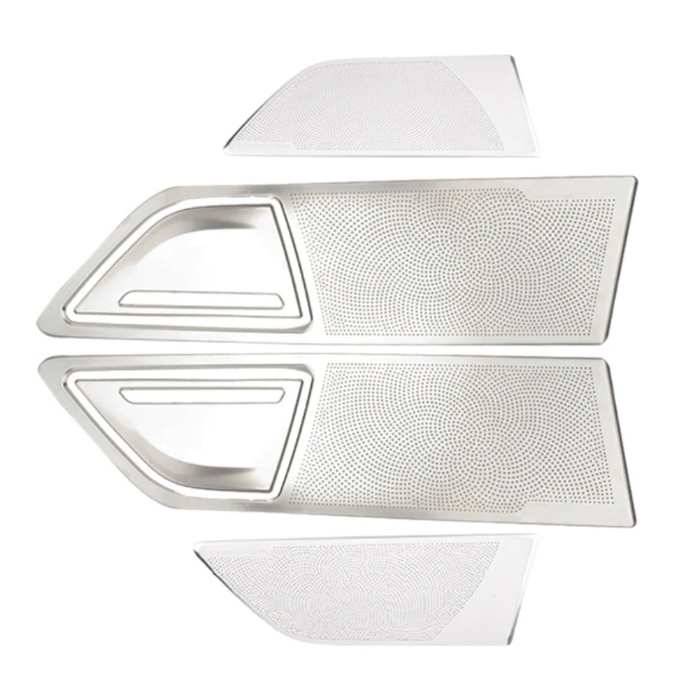 Car Speaker Door Sticker Cover Trim for BMW for 7 Series for g11 G12 2016 2021 Silver Stainless Steel 6 Piece Cover Kit