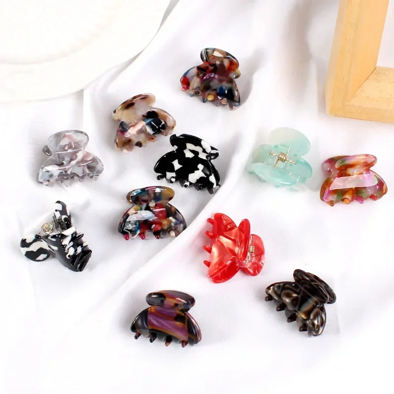 1.18 inch Acetate Sheet Mini Multi Printing Hair Claw for Women Girls Elegant Multi-color Hair Clip Hair Clamp Hair Accessories