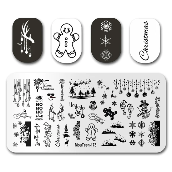 Stamp Plate MouTeen-178 Big Christmas Disney Nail Stamping Plates Set Manicure per Nail Art Stamper