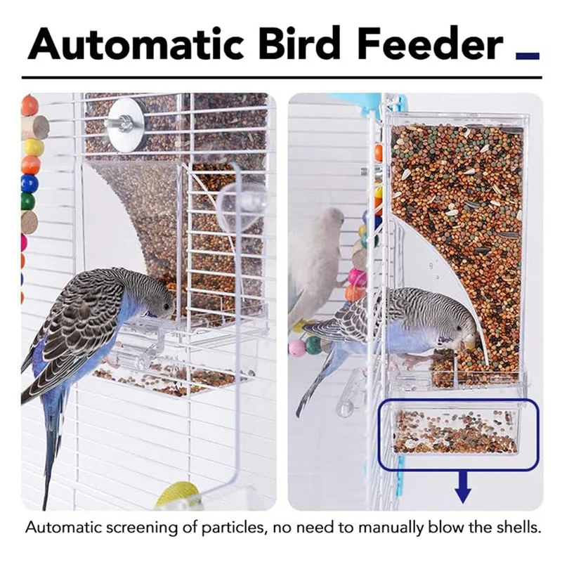 

ABFY-4X No Mess Bird Feeders Anti Spill Bird Feeder For Cage Bird Water Dispenser Included Parrot Automatic Food Container