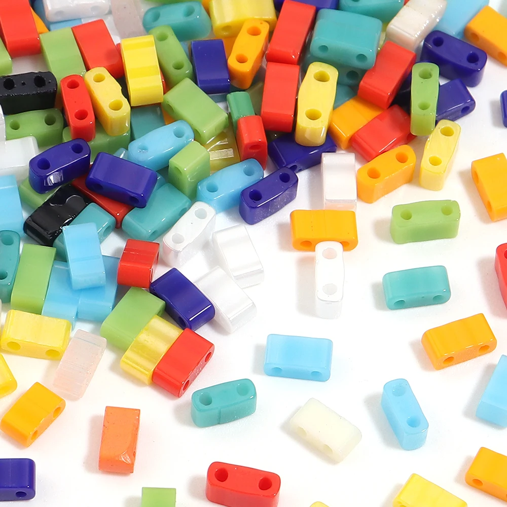 200 Stück tschechische Glasperlen mit doppeltem Loch, bunte lose Spacer-Perlen für DIY-Halsketten, Armbänder, Ohrringe, Schmuckherstellung. – Detail 3