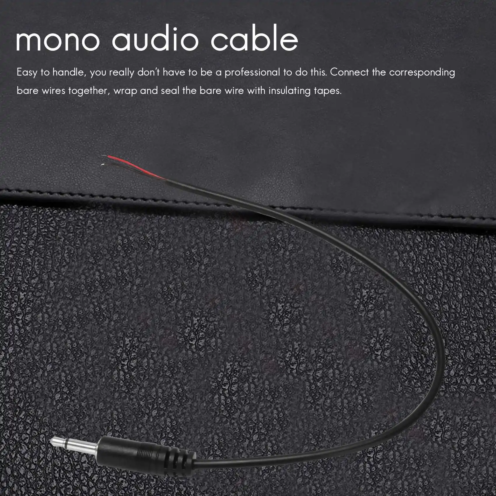 ABAN 10Pcs Replacement Male Plug to Bare Wire Open End 2 Pole Mono 1/8inch 3.5mm Plug Jack Connector Audio Cable Repair