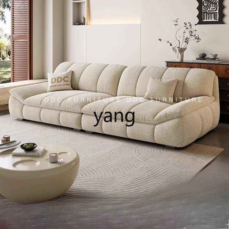 

Tgf cream wind cloud fabric sofa living room straight three-person small apartment cloth sofa