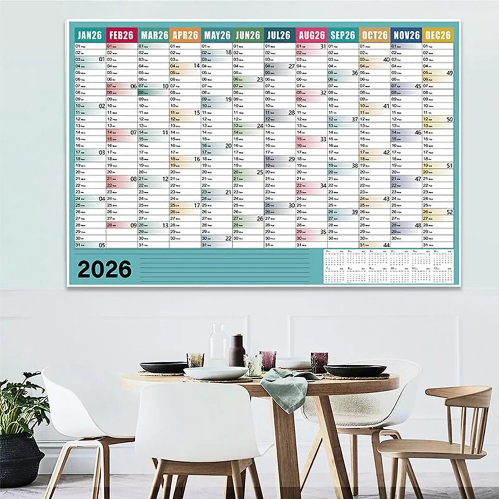 

Большой настенный календарь-планер на 2026 год: ежегодный, ежедневный, с функцией списка дел и расписания на 365 дней