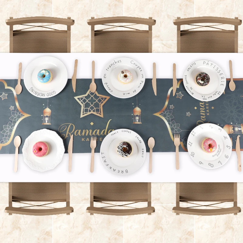 

2026 EID Mubarak Decoration Table Runner Ramadan Tablecloth For Home Ramadan Kareem Islamic Muslim Party Decor Eid Al Adha Gifts