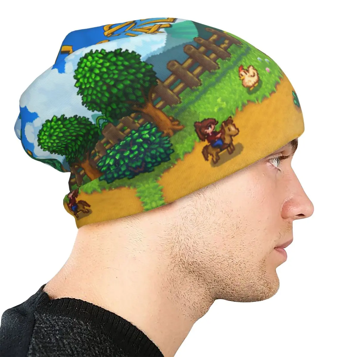 Stardew Valley Skullies قبعة صغيرة الزراعة RPG لعبة الصيف الرجال النساء في الهواء الطلق قبعة دافئة ذات الاستخدام المزدوج بونيه قبعة #4