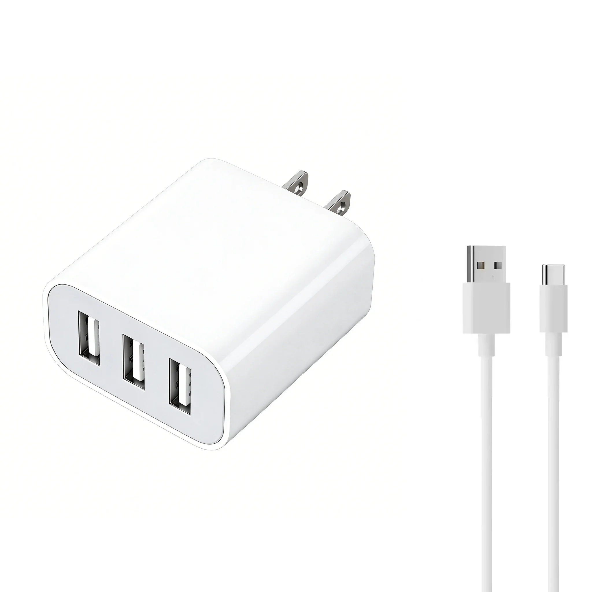 3-Port USB Fast Charging Wall Charger Cube-Universal Compatibility For iPhone18/17/16/15/14/13/12,Multi-Port Rapid Charger Block