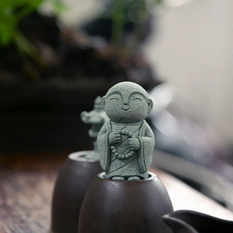 Miniature Statues 4 Pieces Small Monk Figurines Resin Decor Zen Garden Meditation Room Table Top  Ornament