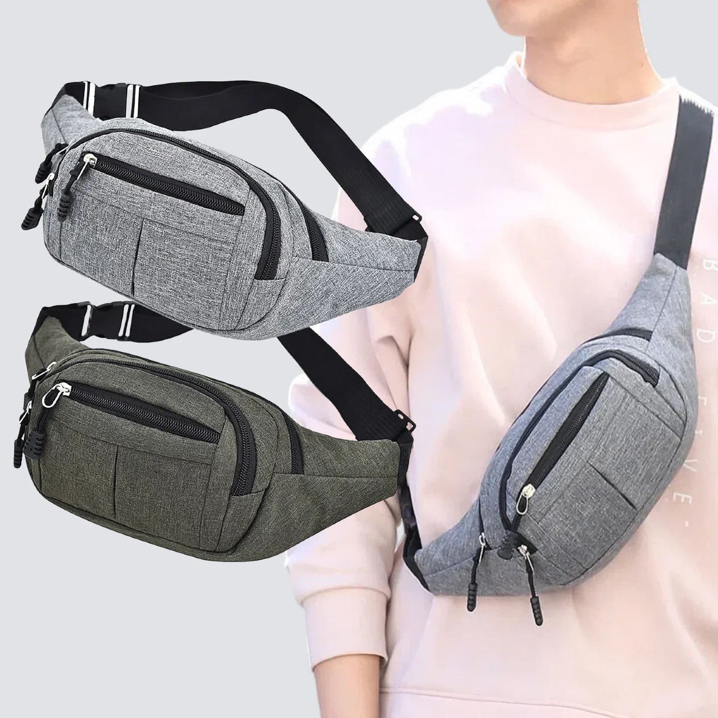 

Unisex Waist Fanny Bag Men Breast Package Waterproof Outdoor Sports Bag Canvas Pouch Waist Bag Fanny Pouch Crossbody Banana Bag