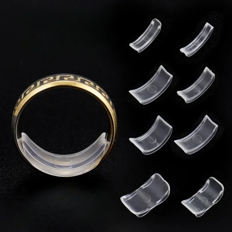 

8Pcs Silicone Invisible Clear Ring Size Adjuster Tighten Reducer Jewelry Tool for Loose Any Rings Women and Men Transparent Gift