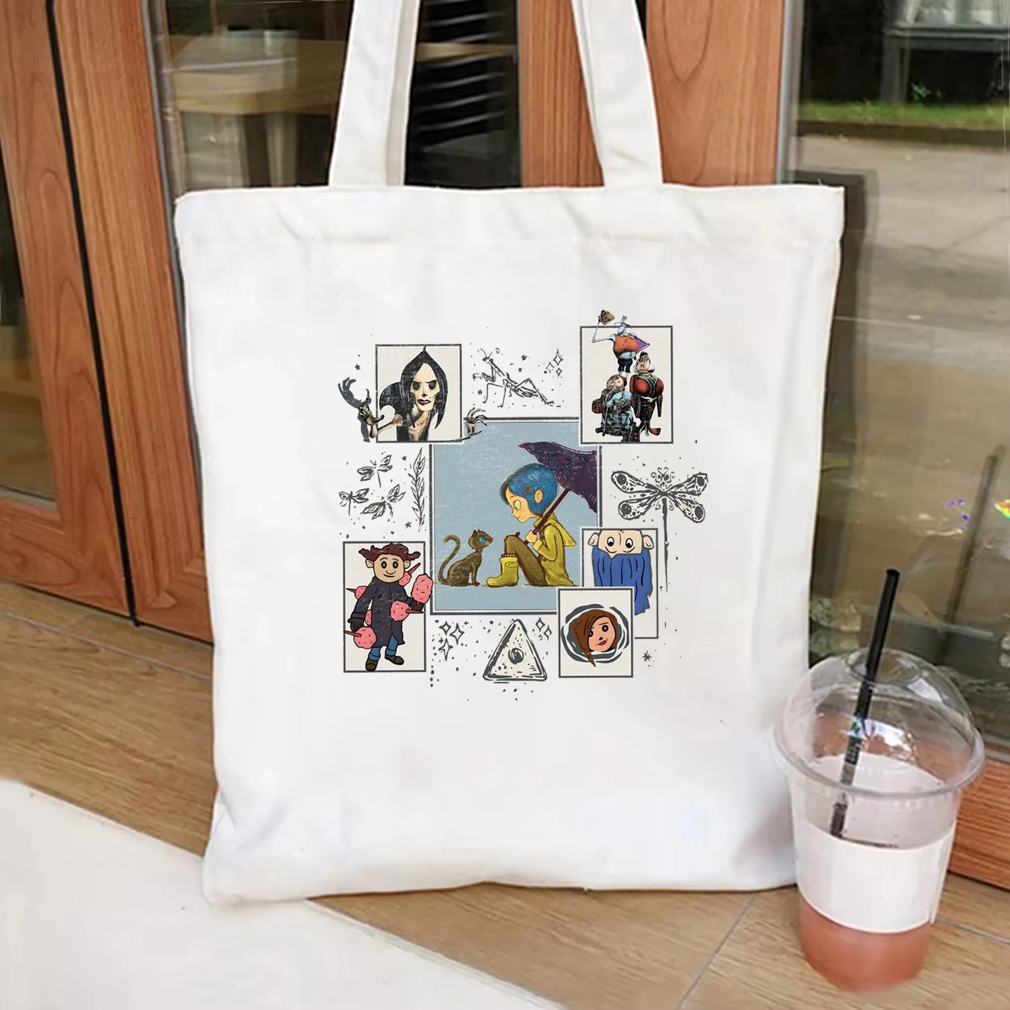 Borsa a tracolla per Film Coraline borsa in tela di Halloween borsa a tracolla per Film Horror borsa a tracolla per Film Fantasy borsa a tracolla
