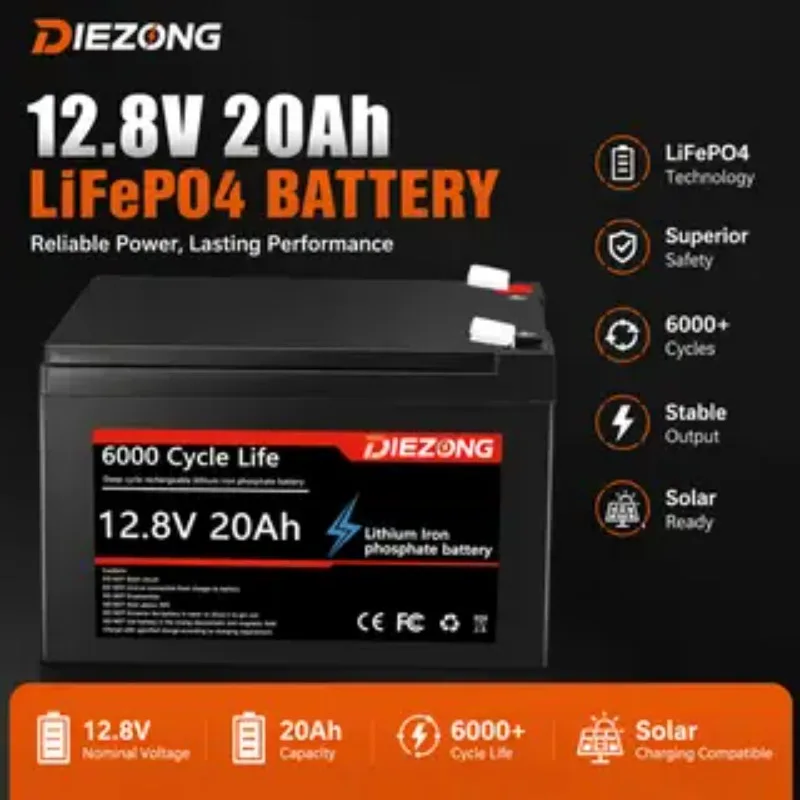 12V 20Ah Battery LiFePO4 DeepCycle Rechargeable Battery With 20A BMS For Solar Wind Power camping equipment Ride-on Toy