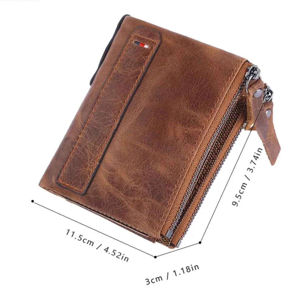 Men Wallets 100% Genuine Cow Leather Short Card Holder Leather Men Purse High Quality Luxury Brand Male Wallet image 2