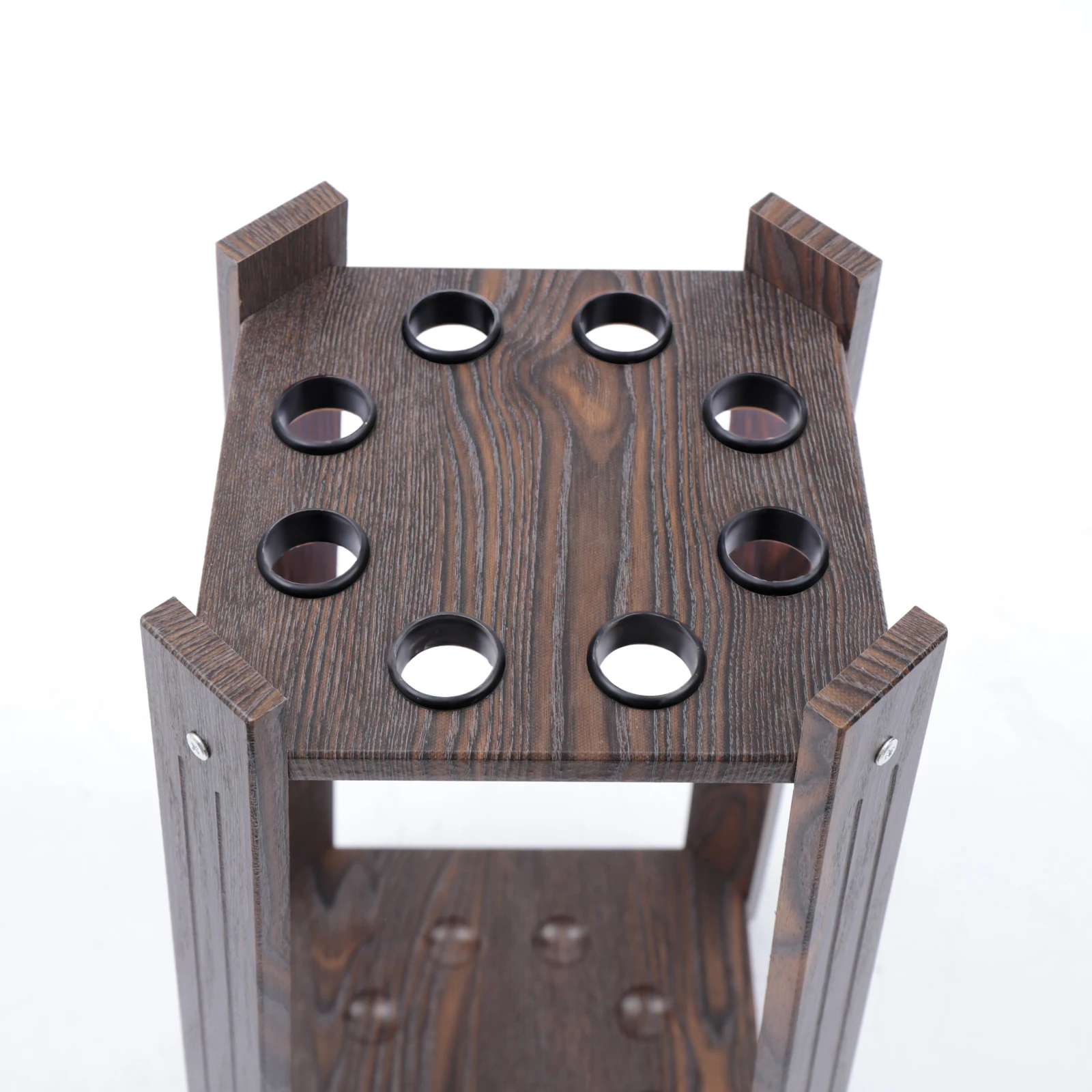 8-Loch Billardqueue-Ständer in Braun, Multifunktionaler Holz-Poolqueue-Halter 30*30*60cm für Angelruten und Golfschläger – Detail 7