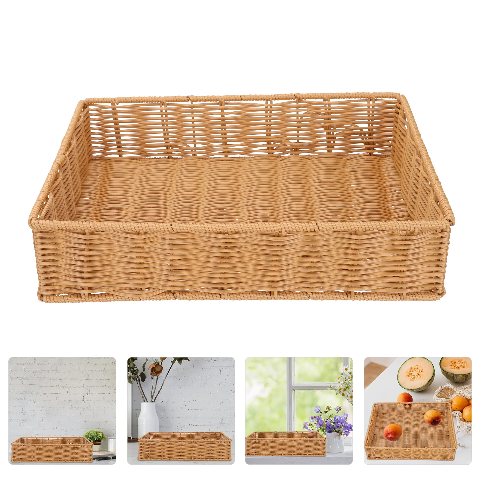 Imitation Rattan Storage Basket Creative Woven Exquisite Sundries Organizing Wicker Packing Decorative Gift Iron Miss