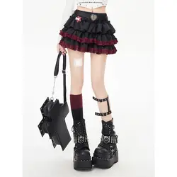 Japanese Subculture Gothic Lo.lita Y2k Skirt Spice Girls Punk Streetwear Low-waisted Flounce All Match Women A-line Mini Skirt