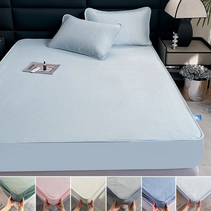 Cooling Mattress Topper Pad Thicken Summer Bedding Set Cool Feeling Mattress Cover Pillowcase Breathable Foldable Fitted Sheet