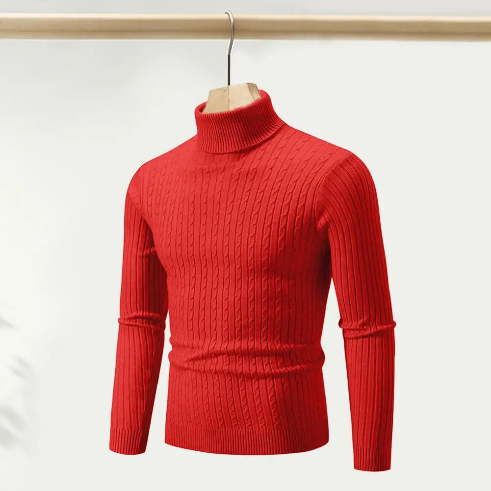 

Men Fashion Knitted Sweater Solid Color Long Sleeve Pullovers Jumper High Neck Basic Sweater Top Turtleneck Winter Clothing