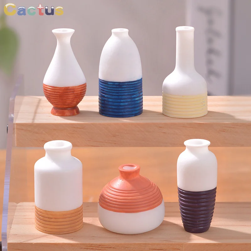 1:12 Dollhouse Miniature Flower Vase Flowerpot Simulation Vase Pot Home Model Decor Toy Doll House Accessories