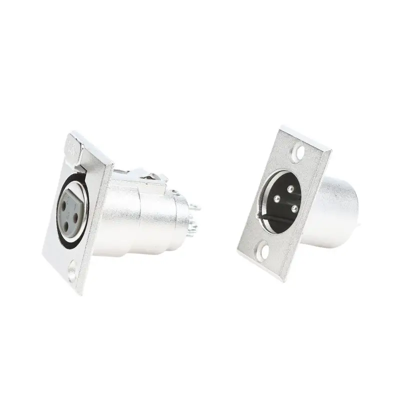 3 Pin XLR Panel Mount Connectors 4 Pack 2 Male 2 Female Jack Plugs for School Auditorium Audio System Repair