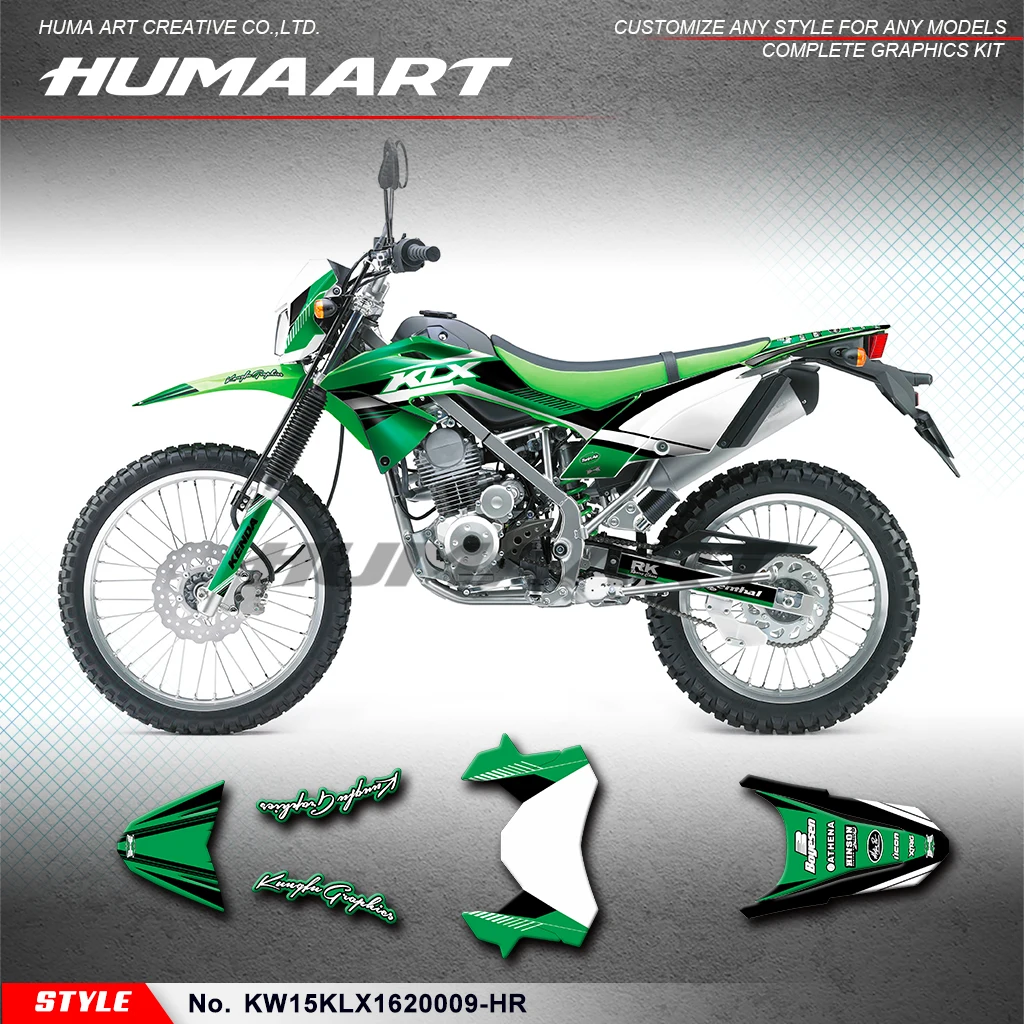 HUMAART Dirtbike Graphics Stickers Complete for Kawasaki KLX150BF KLX150L 2016 2017 2018 2019 2020 2022,  KW15KLX1620009-HR