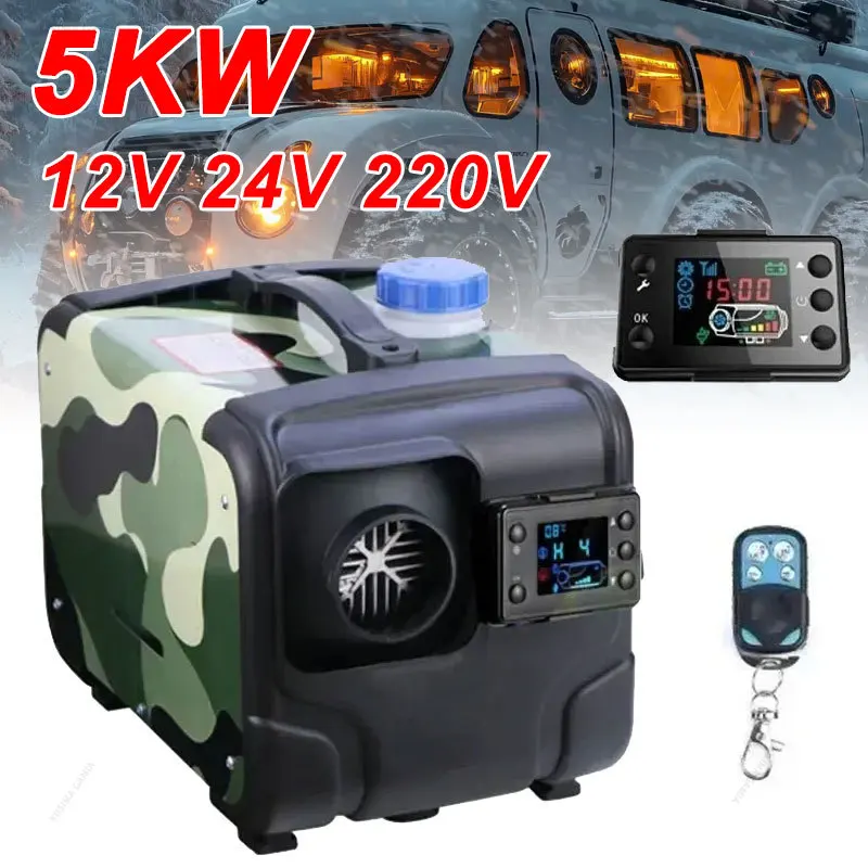 5KW Car Diesel Heater 12V/24V/220V Car Heater Dry Low Noise Remote Control Air Diesel Parking Heater for Car Truck Boat RV