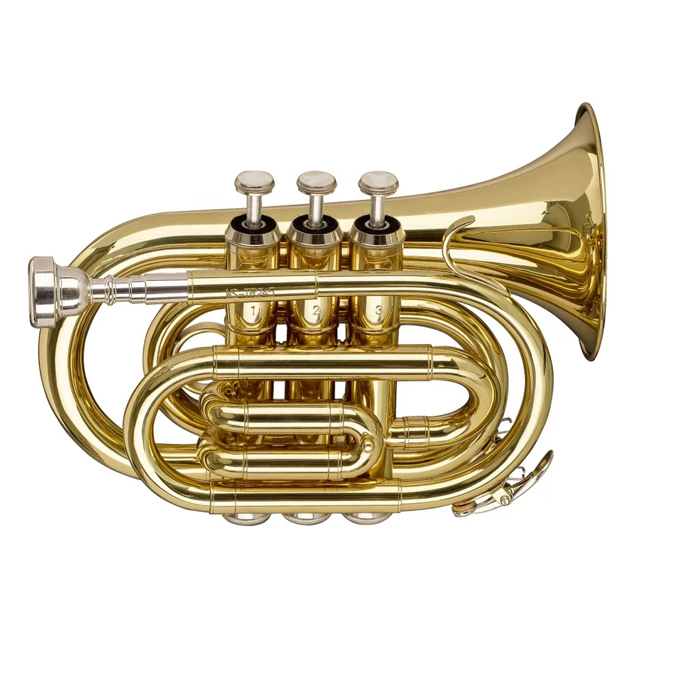 Mini Pocket Trumpet Gold Brass BB Tone Wind Musical Instrument OEM Accepted For Music Learner Daily Practice Rehearsal