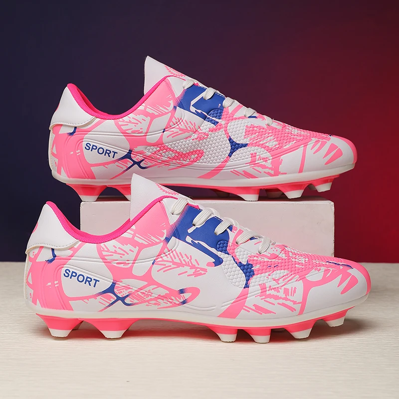 Unisex AG Stud Football Boots Men Women Soccer Cleats Light Anti Slip Breathable Training Sneakers Outdoor Natural Grass Match F