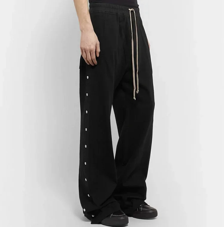 24SS Spring High Street Rick Pants For Men Wide-legged Owens Trouers Buttoned Straight Leg Casual Loose Sport RO Pants