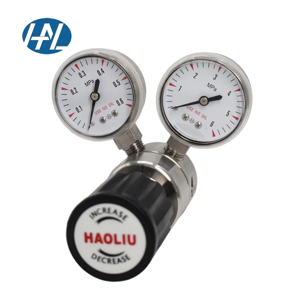 High quality air gas double gauge pressure reducer for gas media with gauge low pressure gas regulator