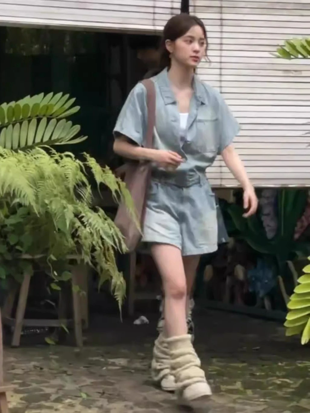 Nana Ou ort Sve Workwear Denim Overalls Women's Summer 2025 New High-End Small Size Faion Set Casual Ele