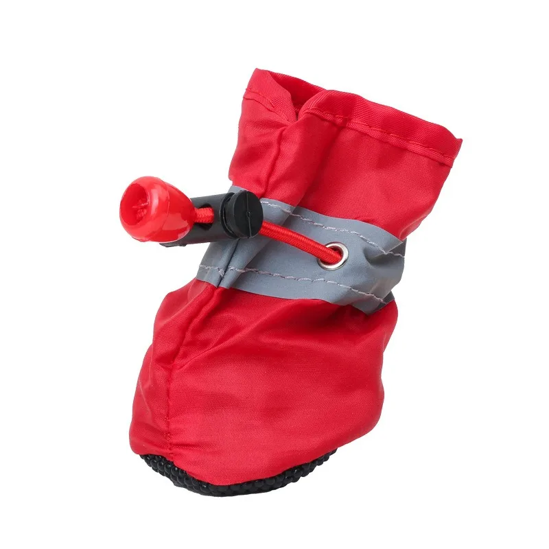 

Reflective Pet Boots Waterproof Oxford Anti Slip Sole Paw Protection Drawstring Lined Dog Shoes for Puppy Small Medium Dogs Warm