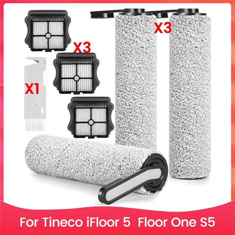 Substituição de escova de rolo para tineco ifloor 5, piso um s5 rolos de escova de aspirador de pó sem fio e filtros hepa