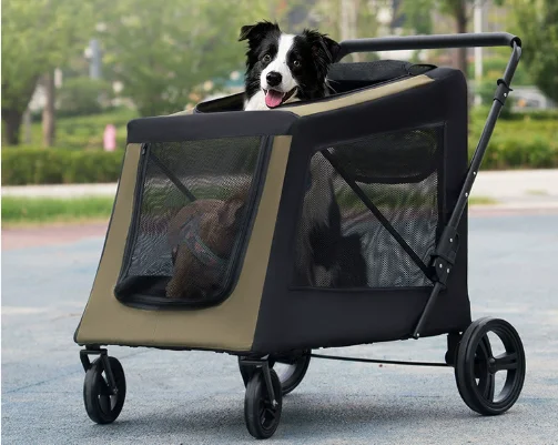 

STLF40kg Large Storage Space 4-Wheel Pet Stroller Waterproof Breathable Jogger Cart with Folding Feature for Larger Dogs